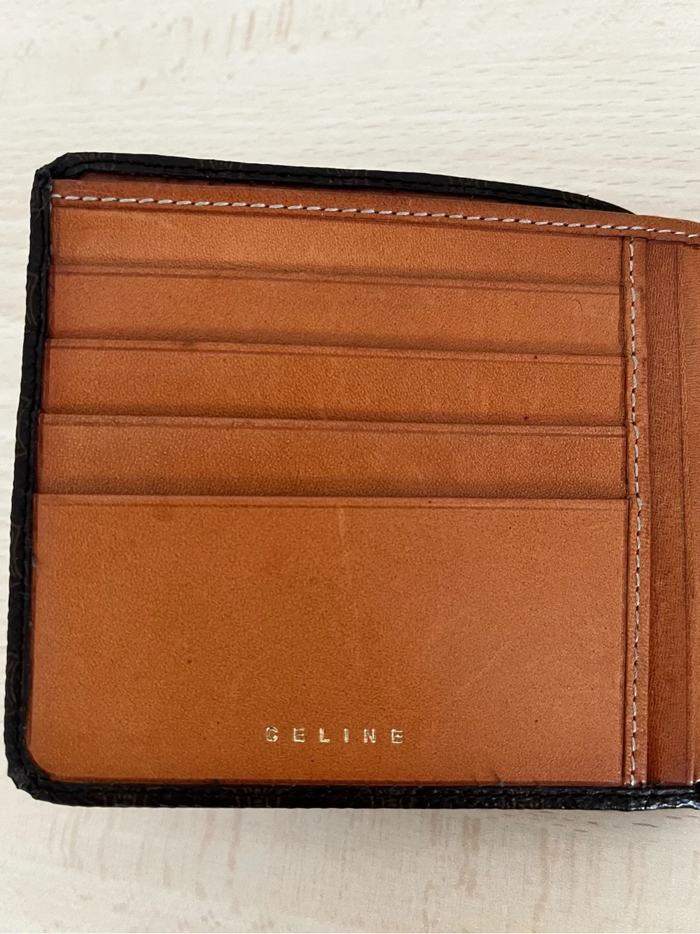 Vintage Celine Macadam Brown Triomphe Bifold Wallet Late 90s Men Vintage Italy